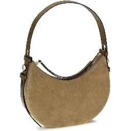 Beige Suede Leather Shoulder Bag