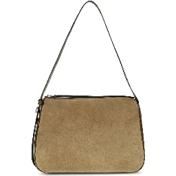 Beige Suede Leather Shoulder Bag