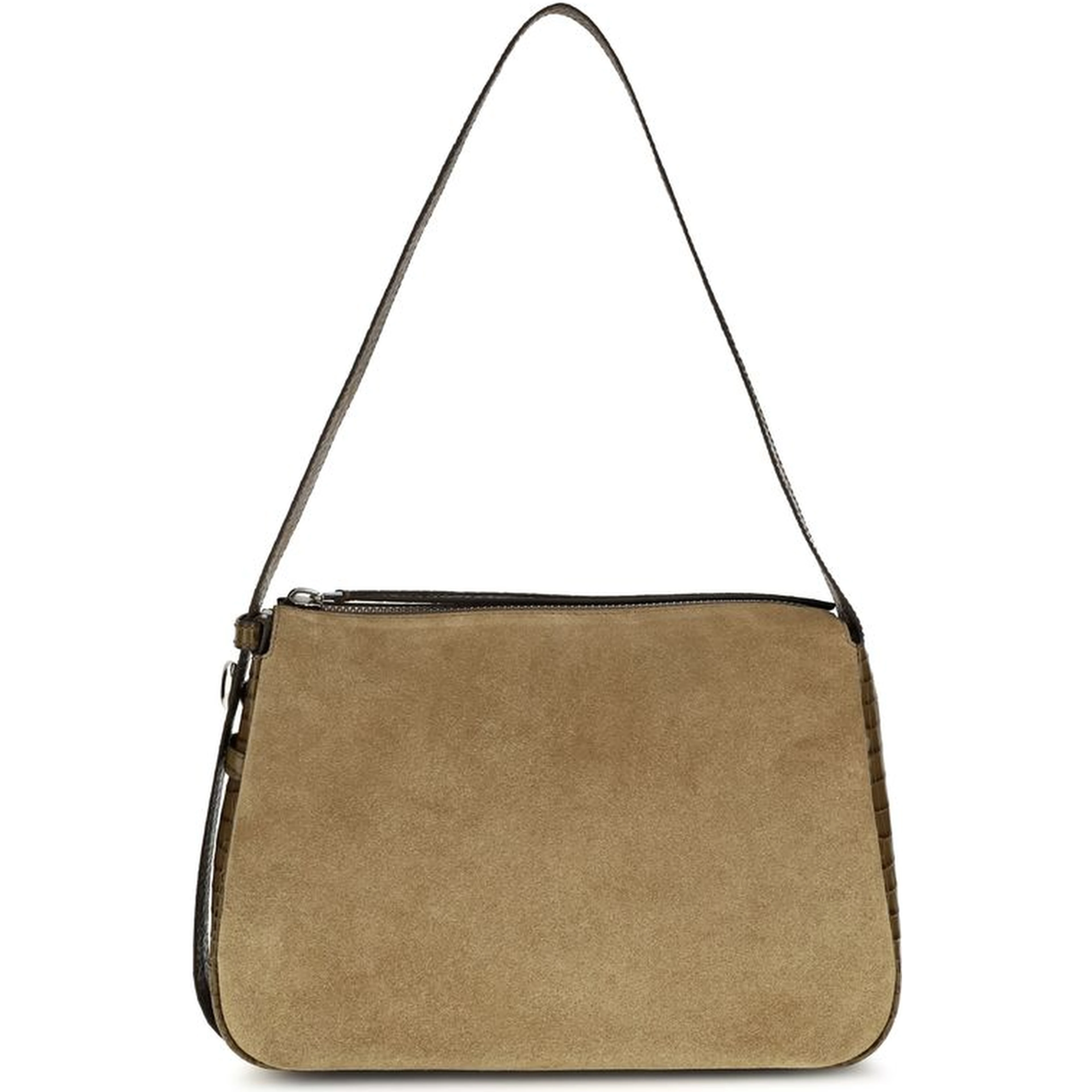 Beige Suede Leather Shoulder Bag