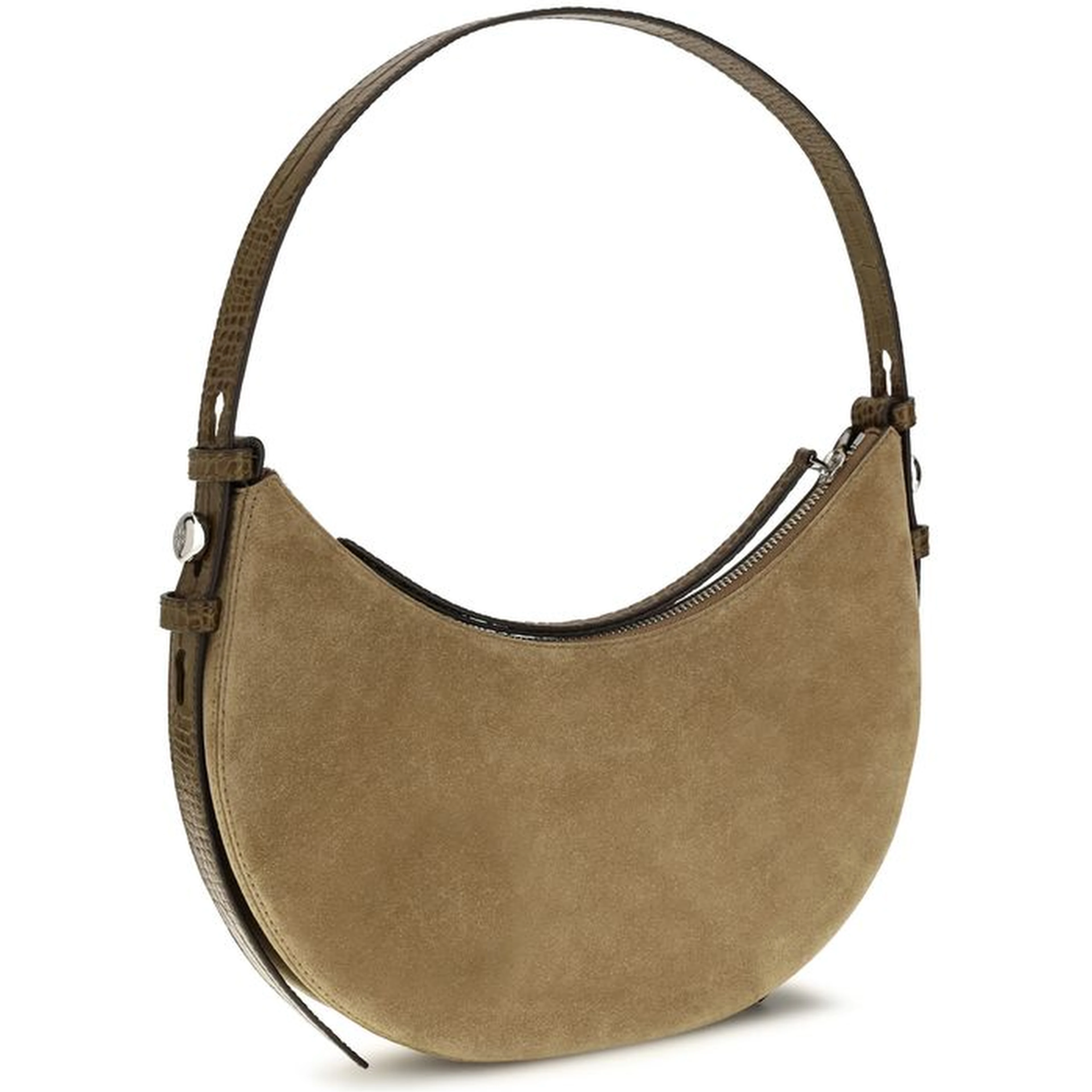 Beige Suede Leather Shoulder Bag