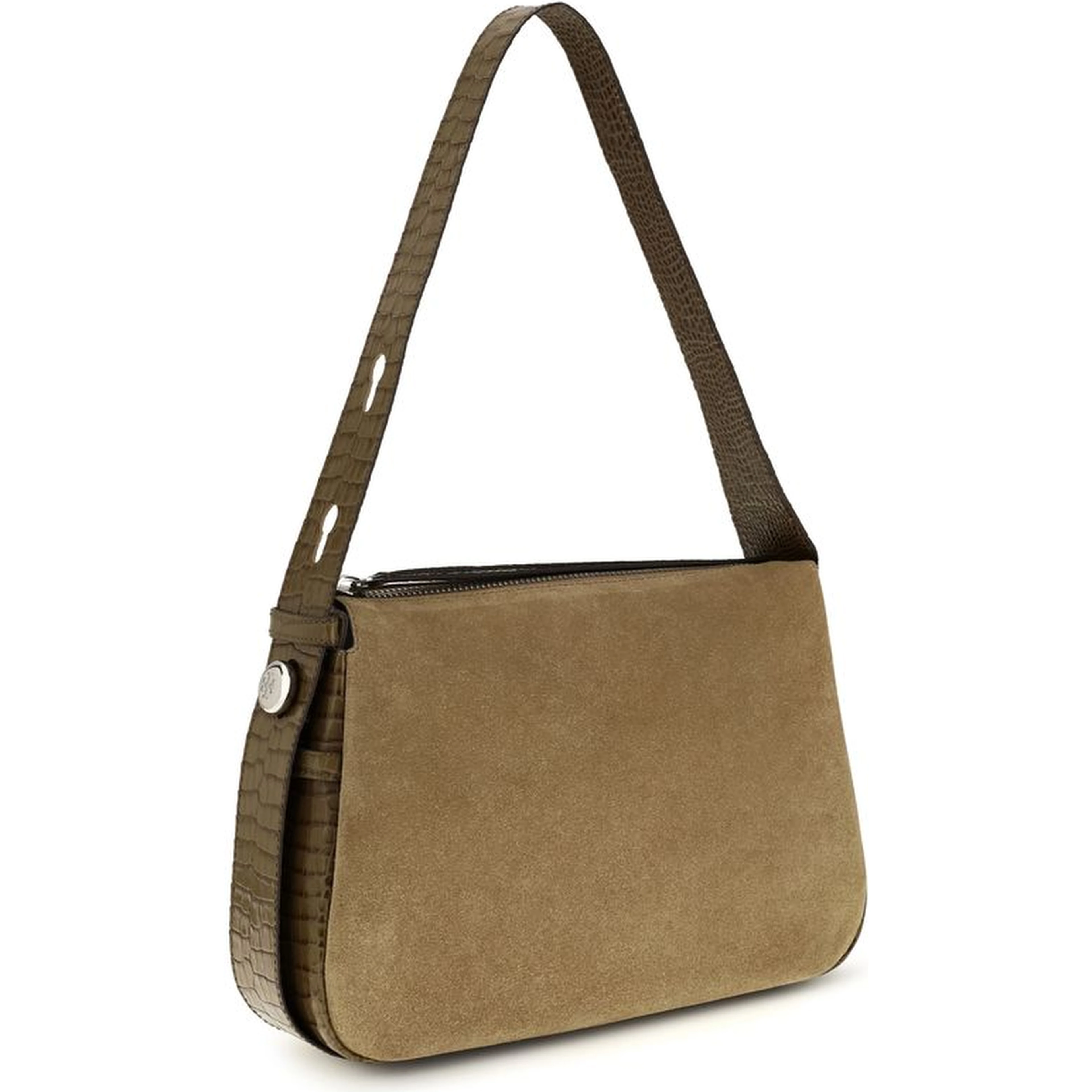 Beige Suede Leather Shoulder Bag