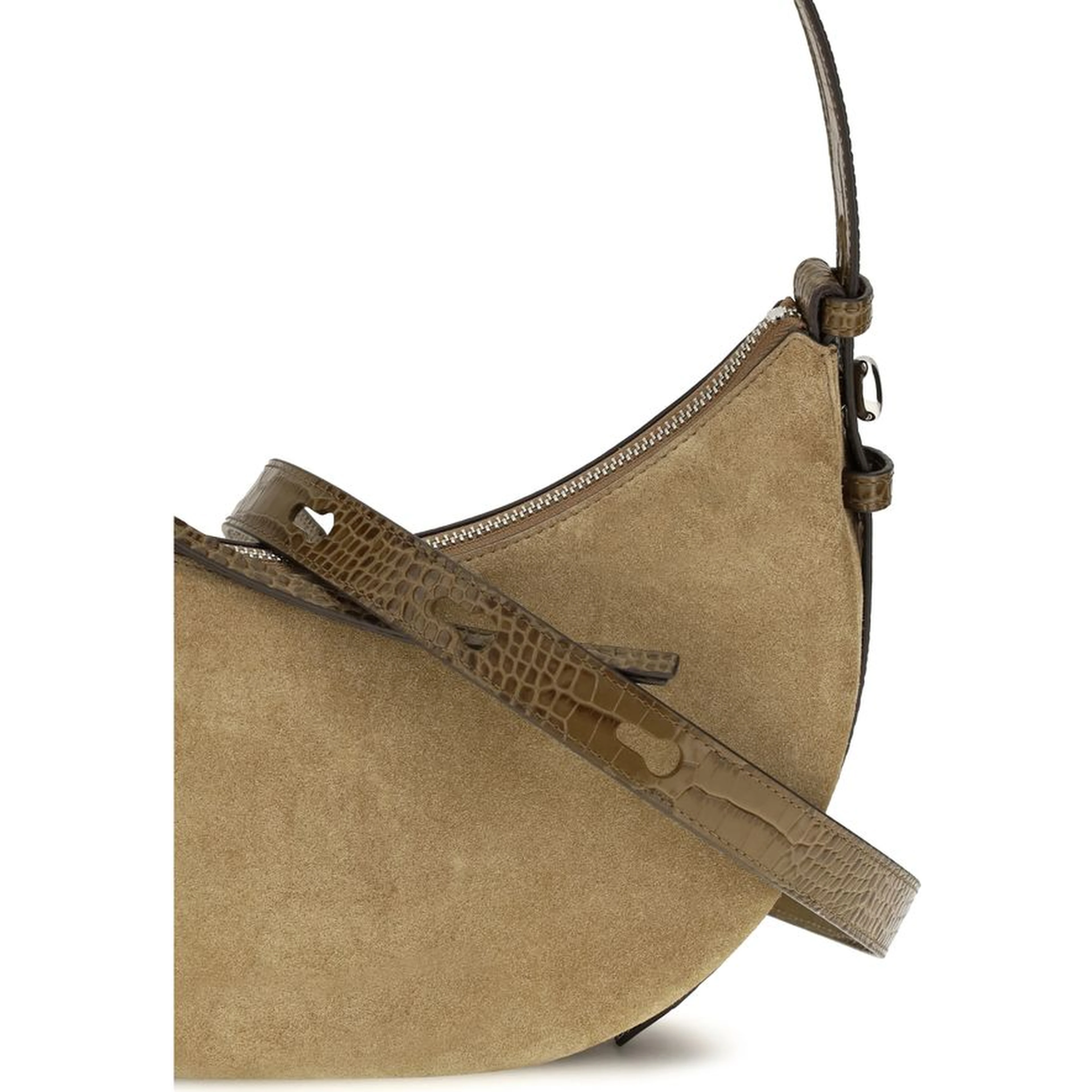 Beige Suede Leather Shoulder Bag