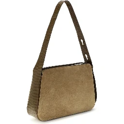 Beige Suede Leather Shoulder Bag