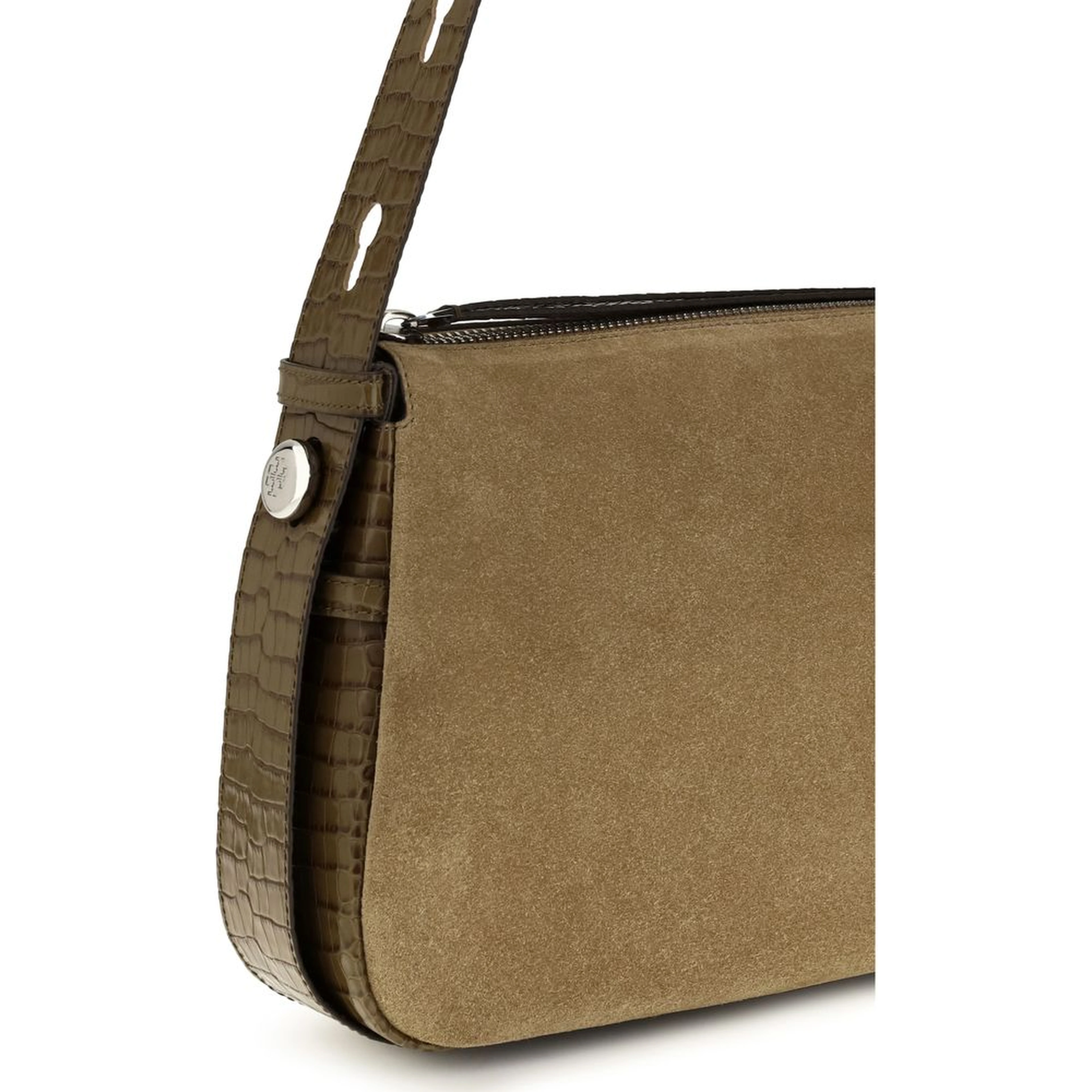 Beige Suede Leather Shoulder Bag
