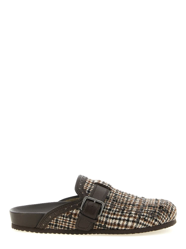 Brown Alpaca Leather Clogs