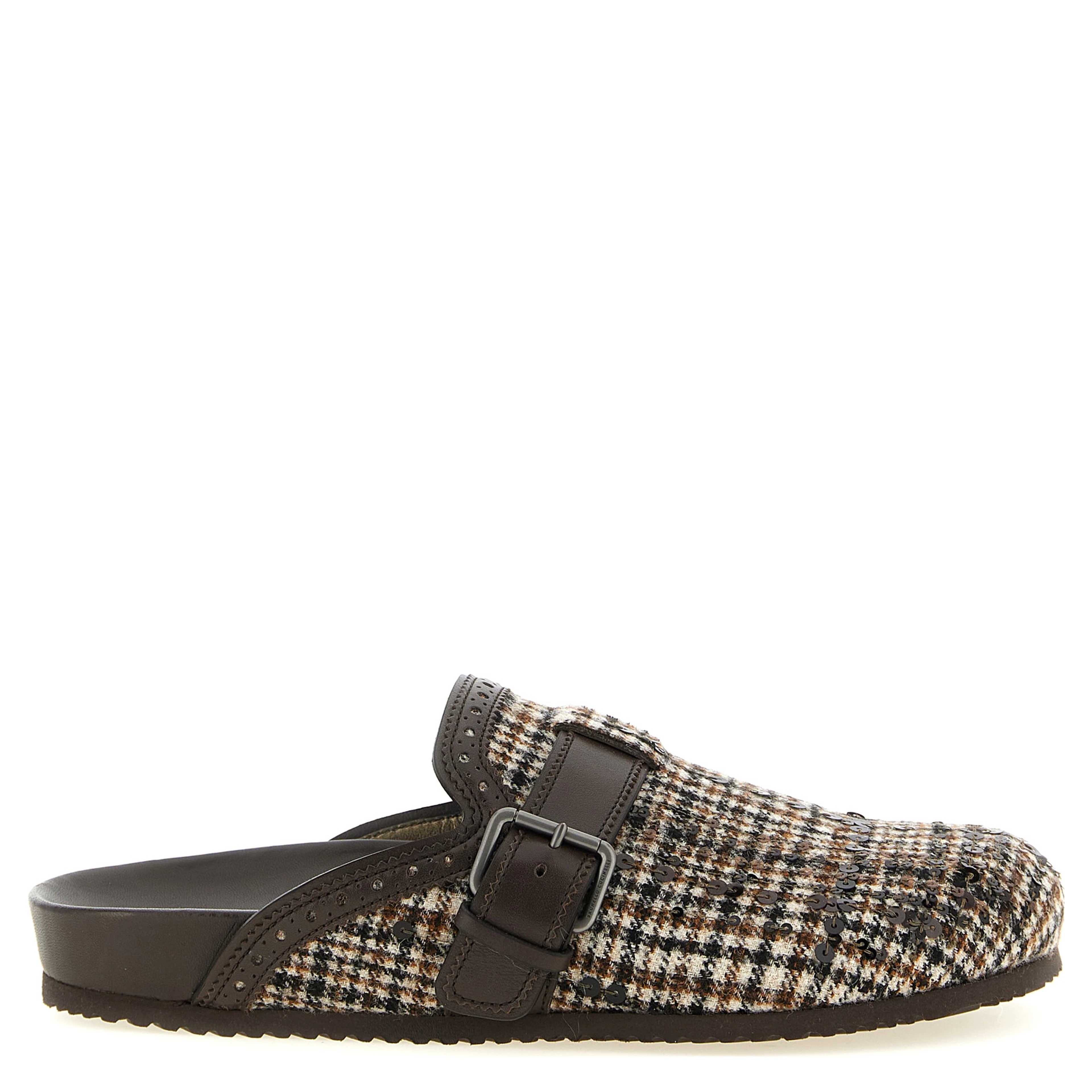 Brown Alpaca Leather Clogs