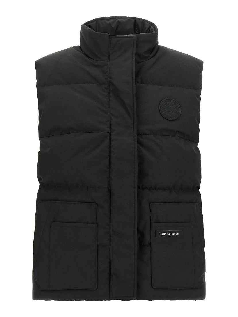 Black Polyester Sleeveless Jacket