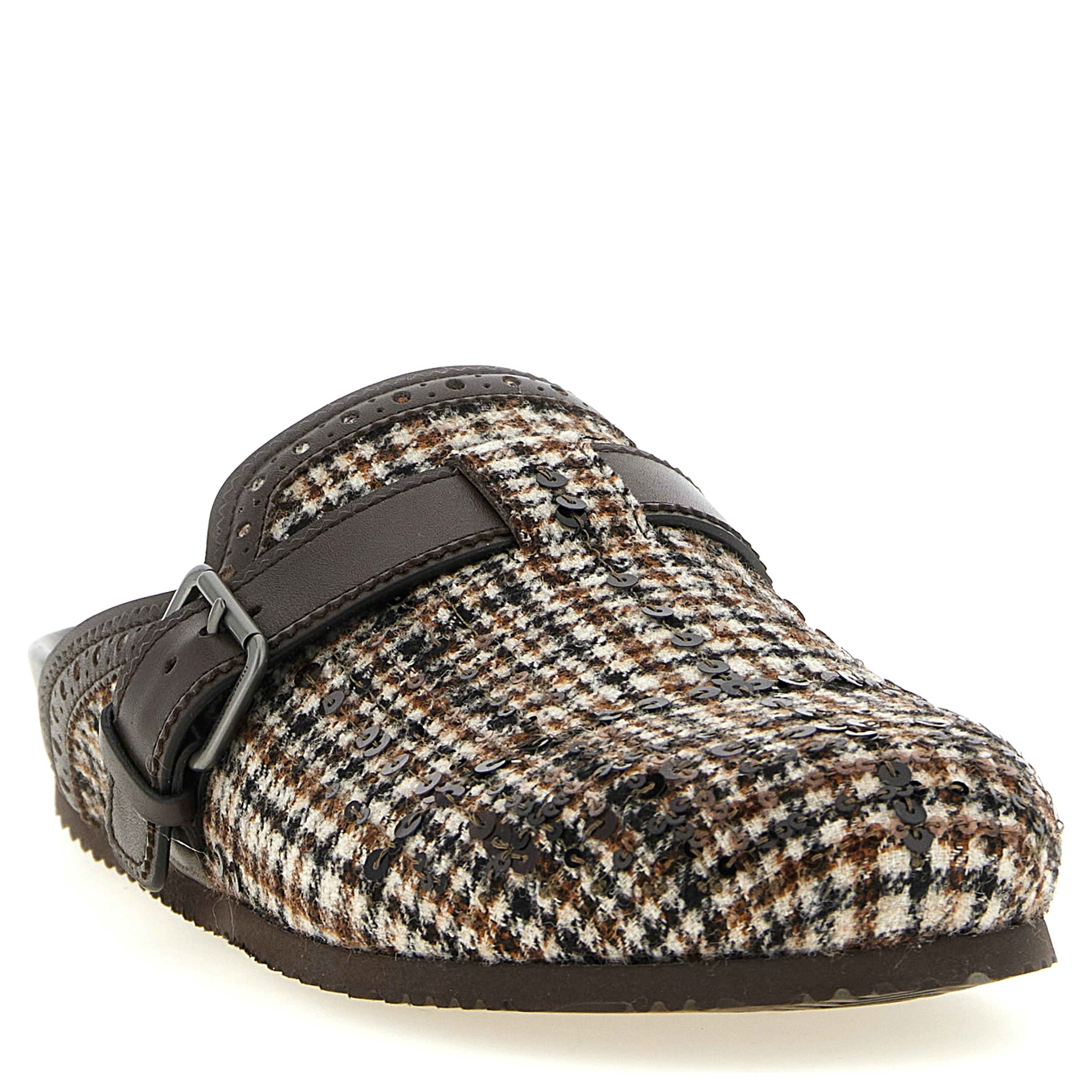 Brown Alpaca Leather Clogs