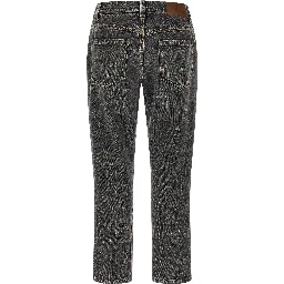 Gray Cotton Straight-Leg Jeans