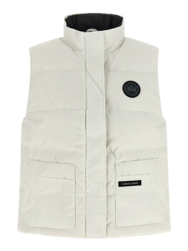 White Polyester Sleeveless Jacket