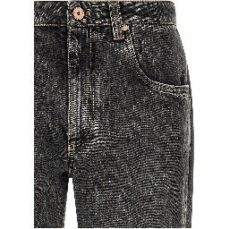 Gray Cotton Straight-Leg Jeans