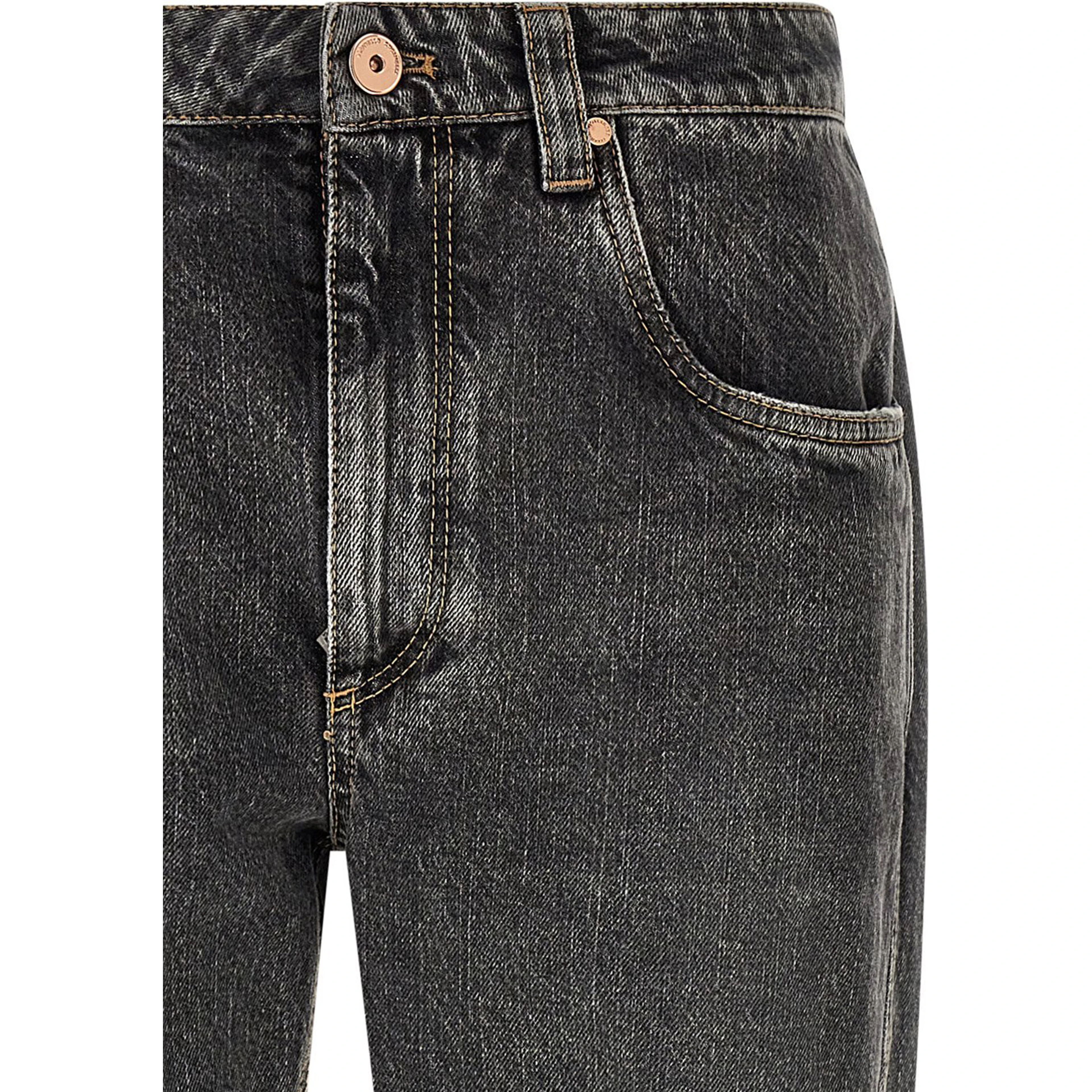 Gray Cotton Straight-Leg Jeans