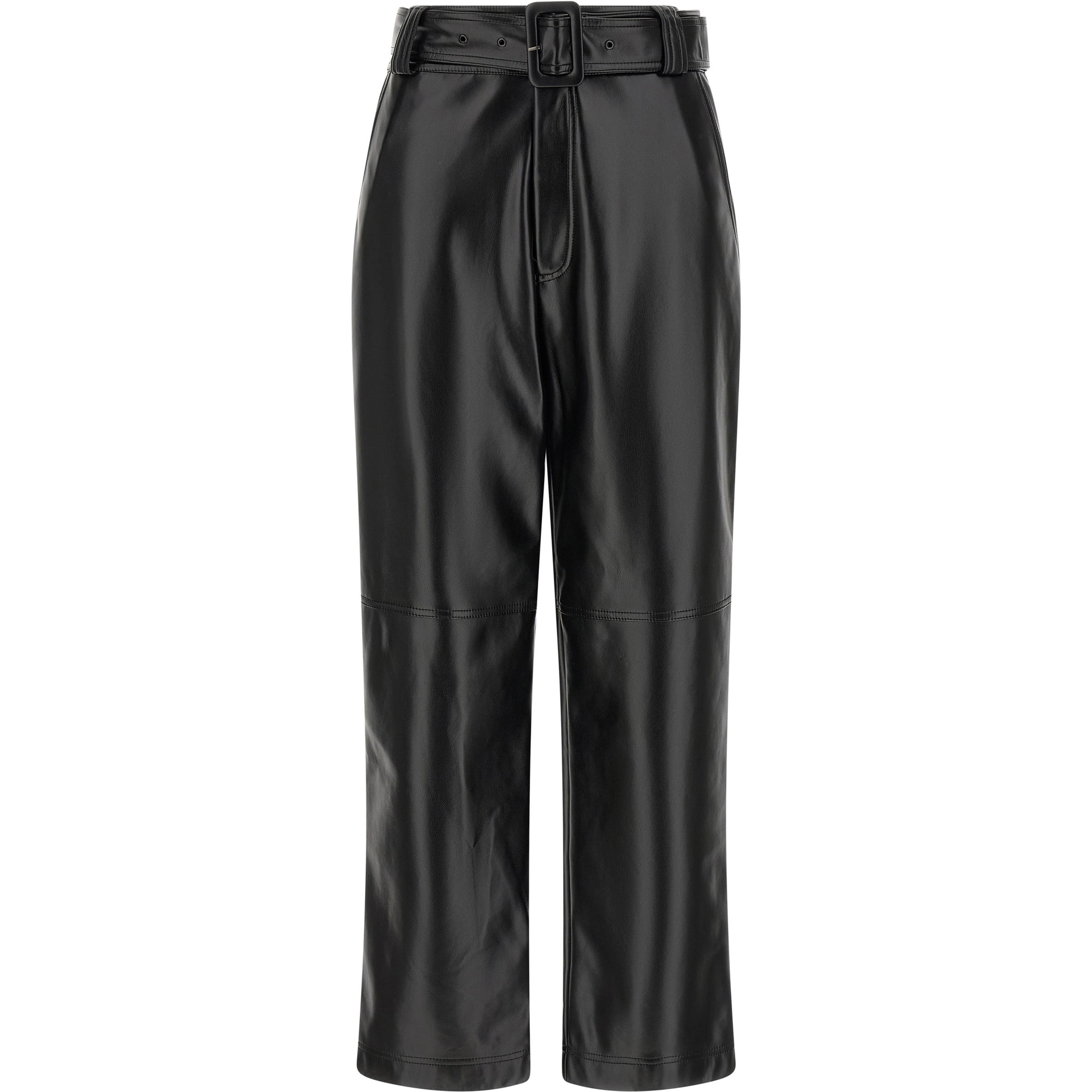 Black Polyester Cropped Pants