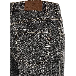 Gray Cotton Straight-Leg Jeans