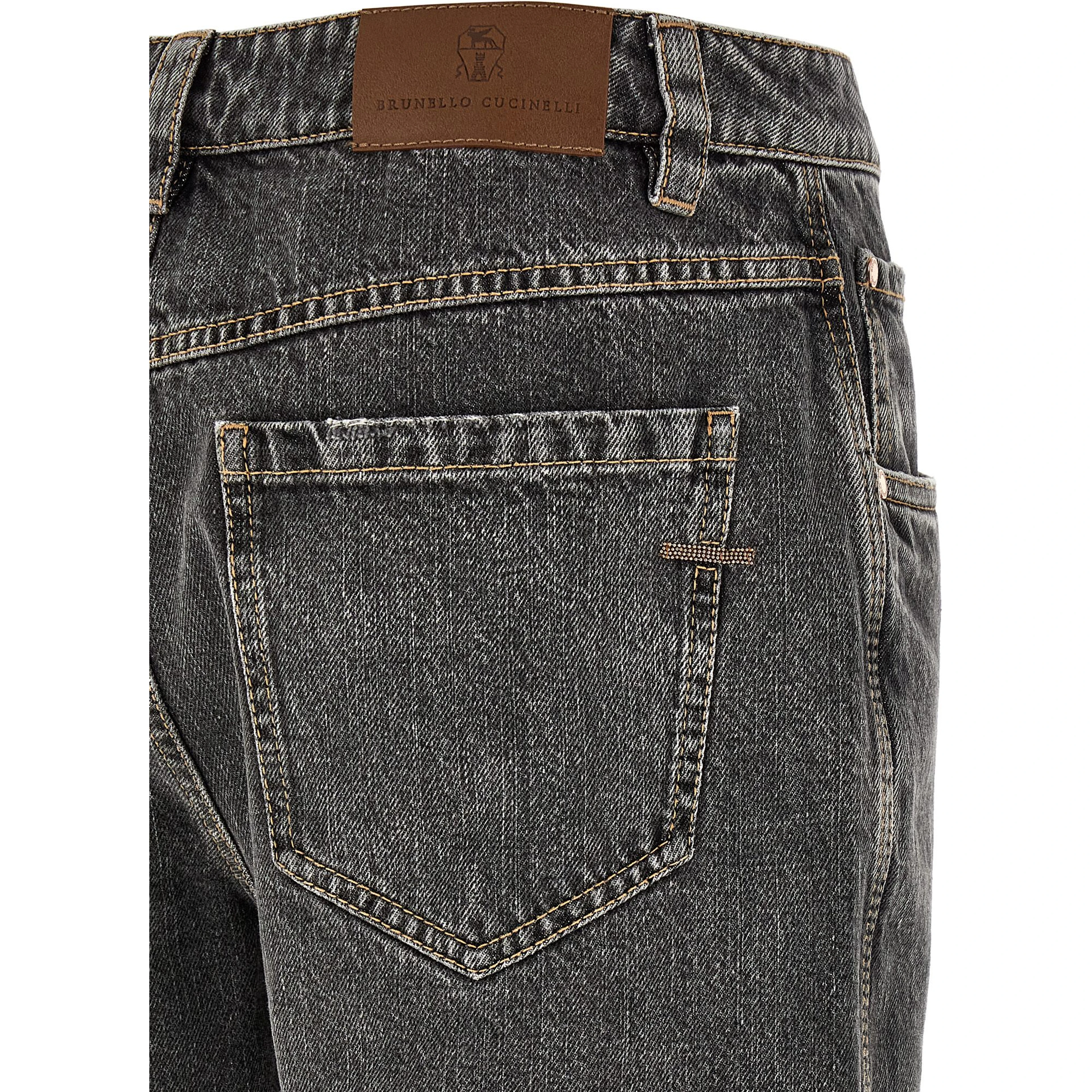 Gray Cotton Straight-Leg Jeans