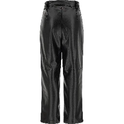 Black Polyester Cropped Pants