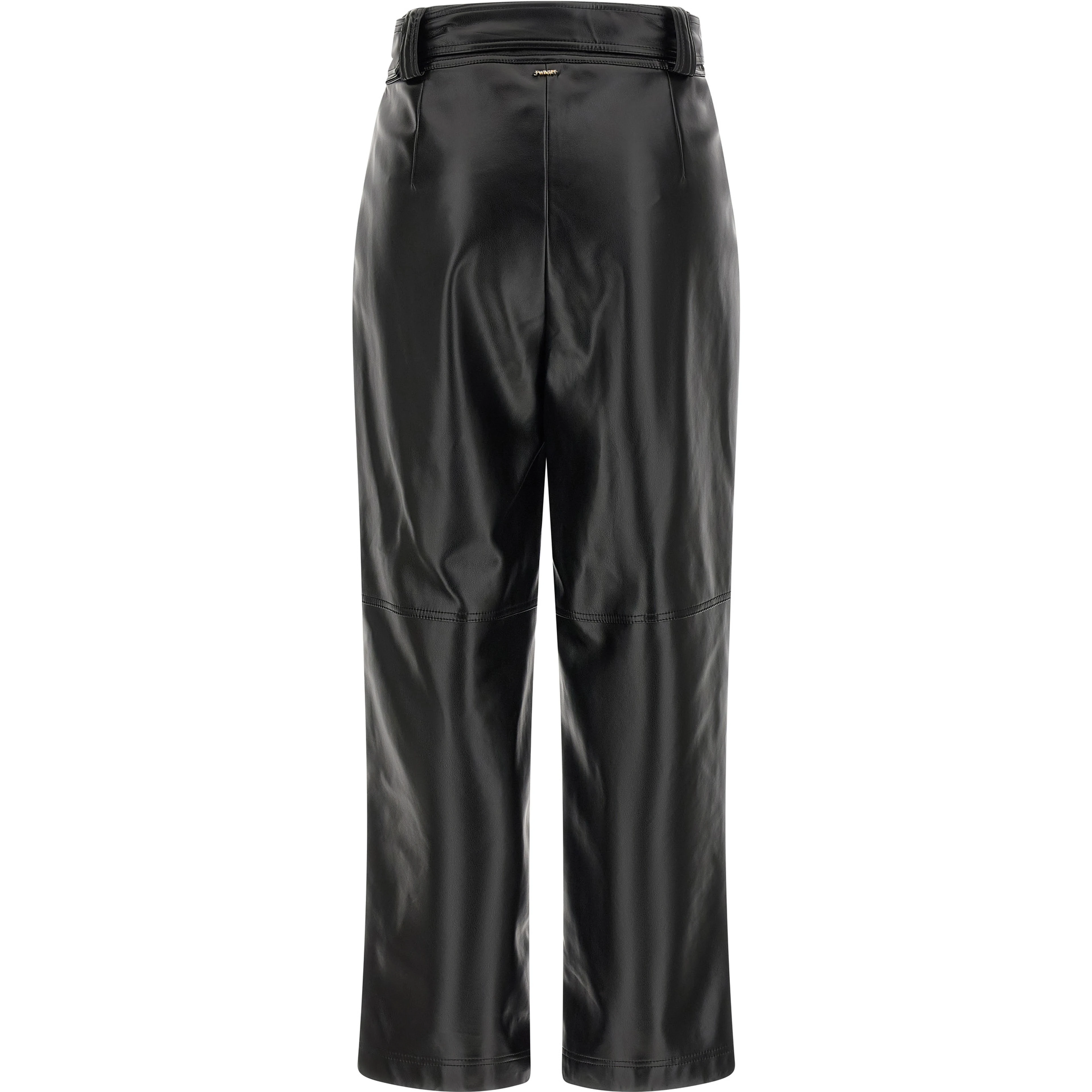 Black Polyester Cropped Pants