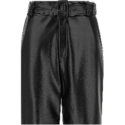 Black Polyester Cropped Pants