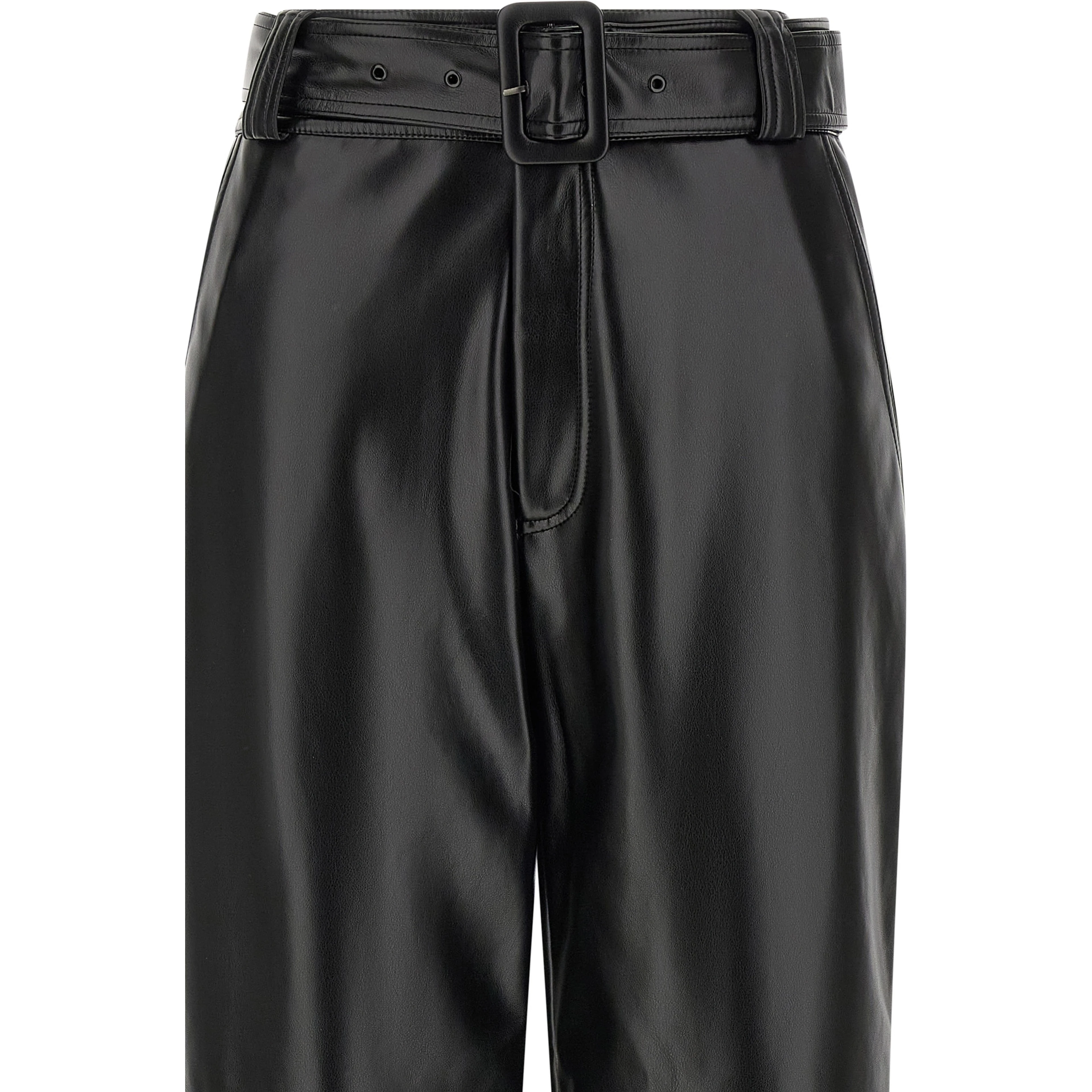 Black Polyester Cropped Pants