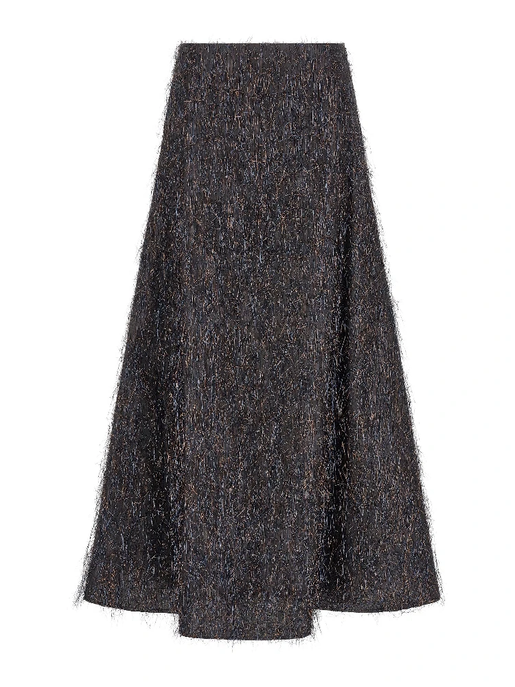 Blue Viscose Midi Skirt