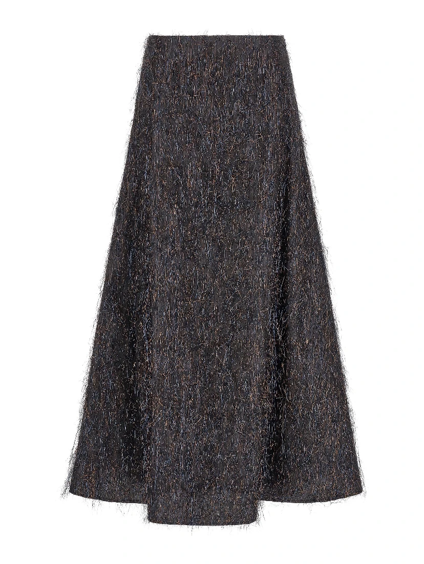 Blue Viscose Midi Skirt
