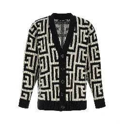 Bicolor Merino Wool Cardigan