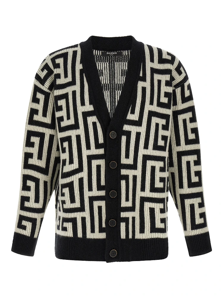 Bicolor Merino Wool Cardigan