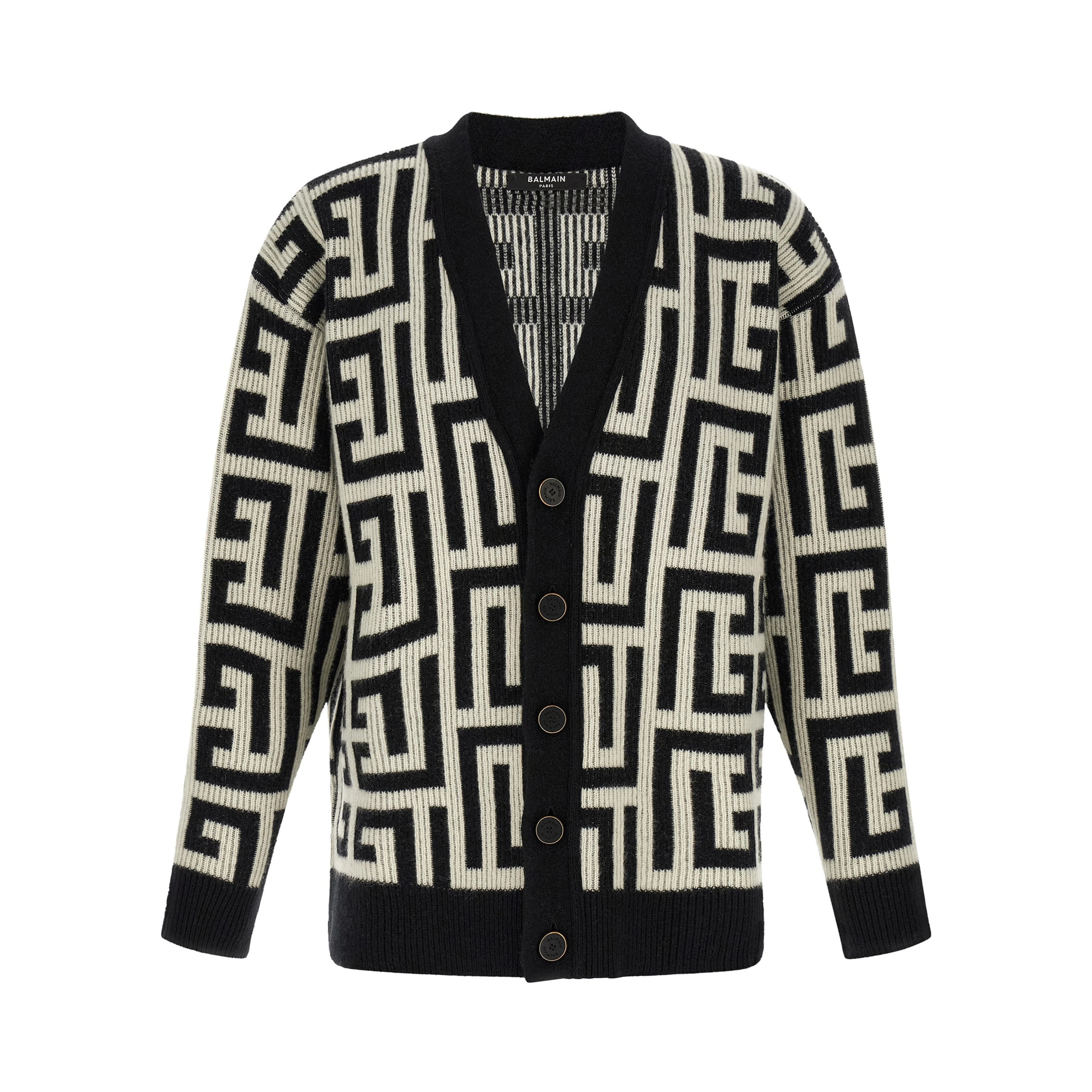 Bicolor Merino Wool Cardigan