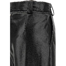 Black Polyester Cropped Pants