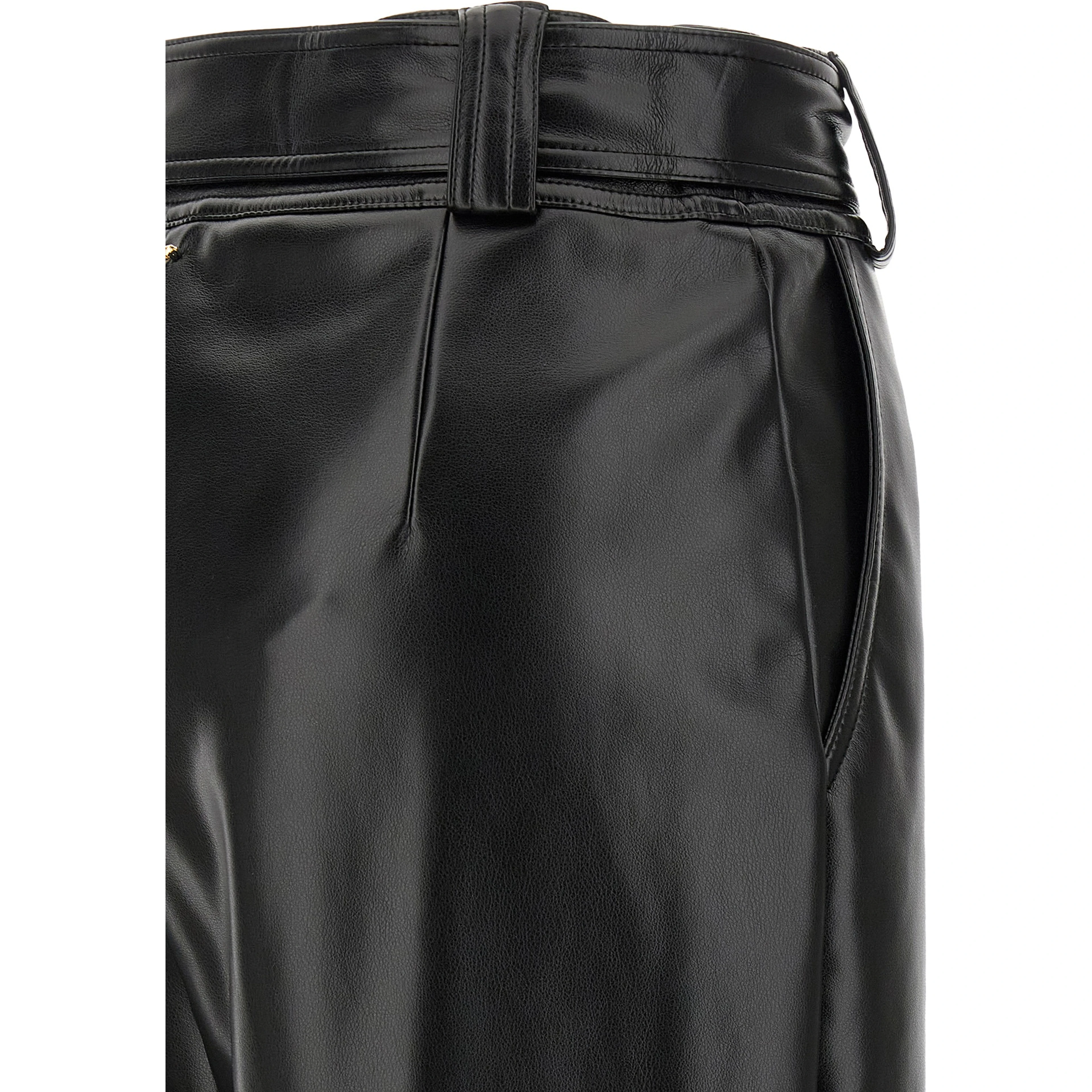 Black Polyester Cropped Pants