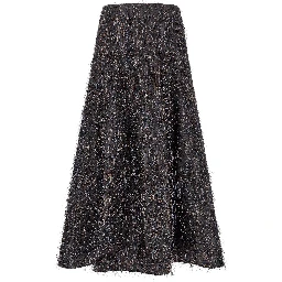 Blue Viscose Midi Skirt