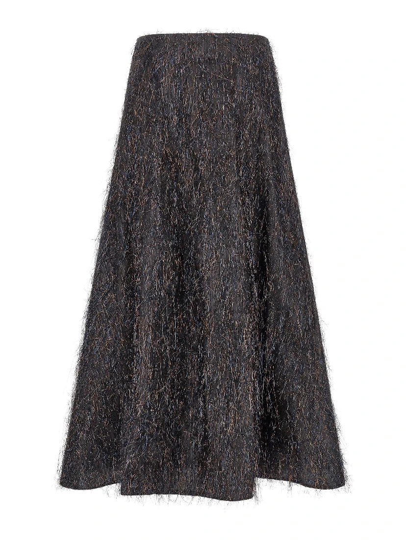 Blue Viscose Midi Skirt