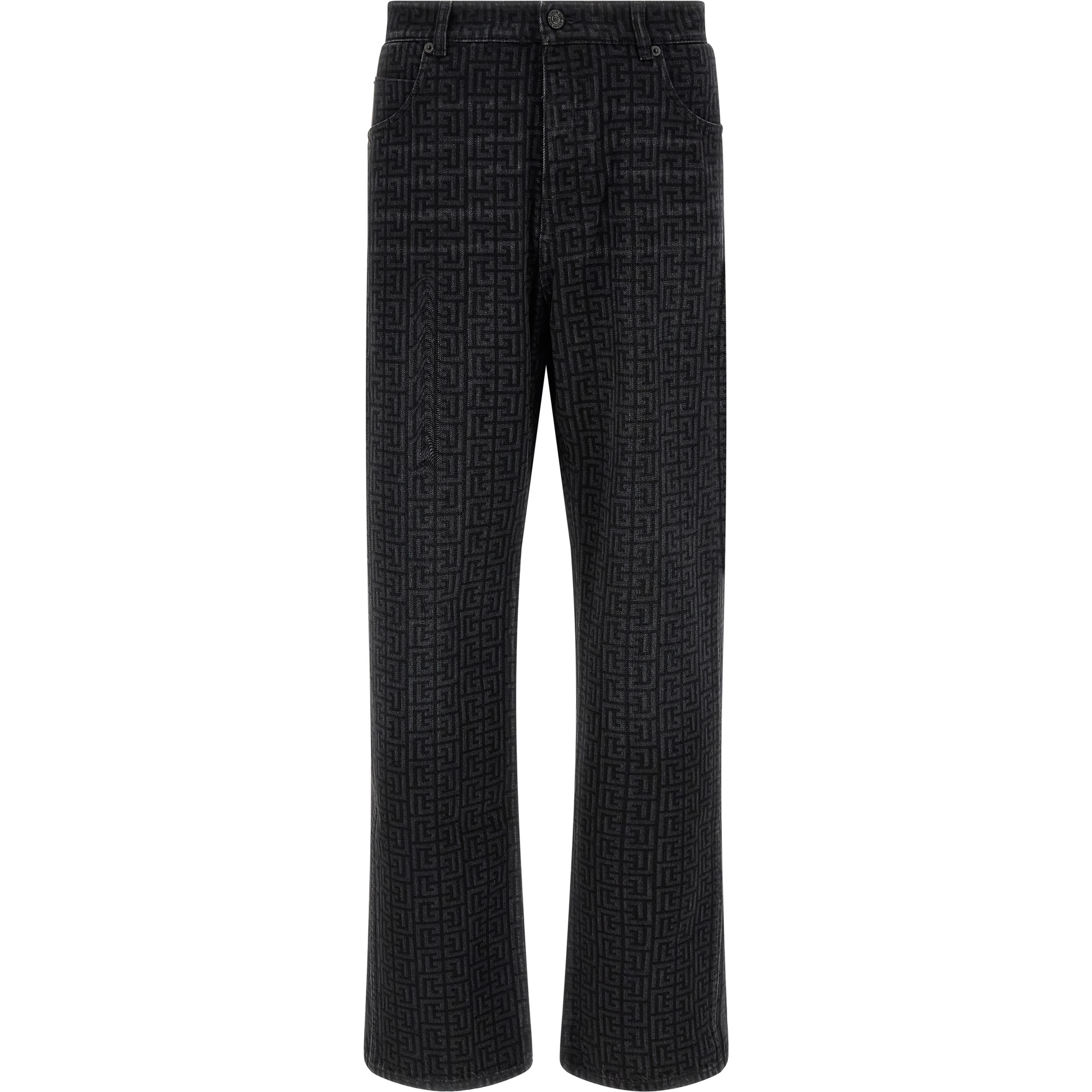 Black Cotton Straight-Leg Jeans