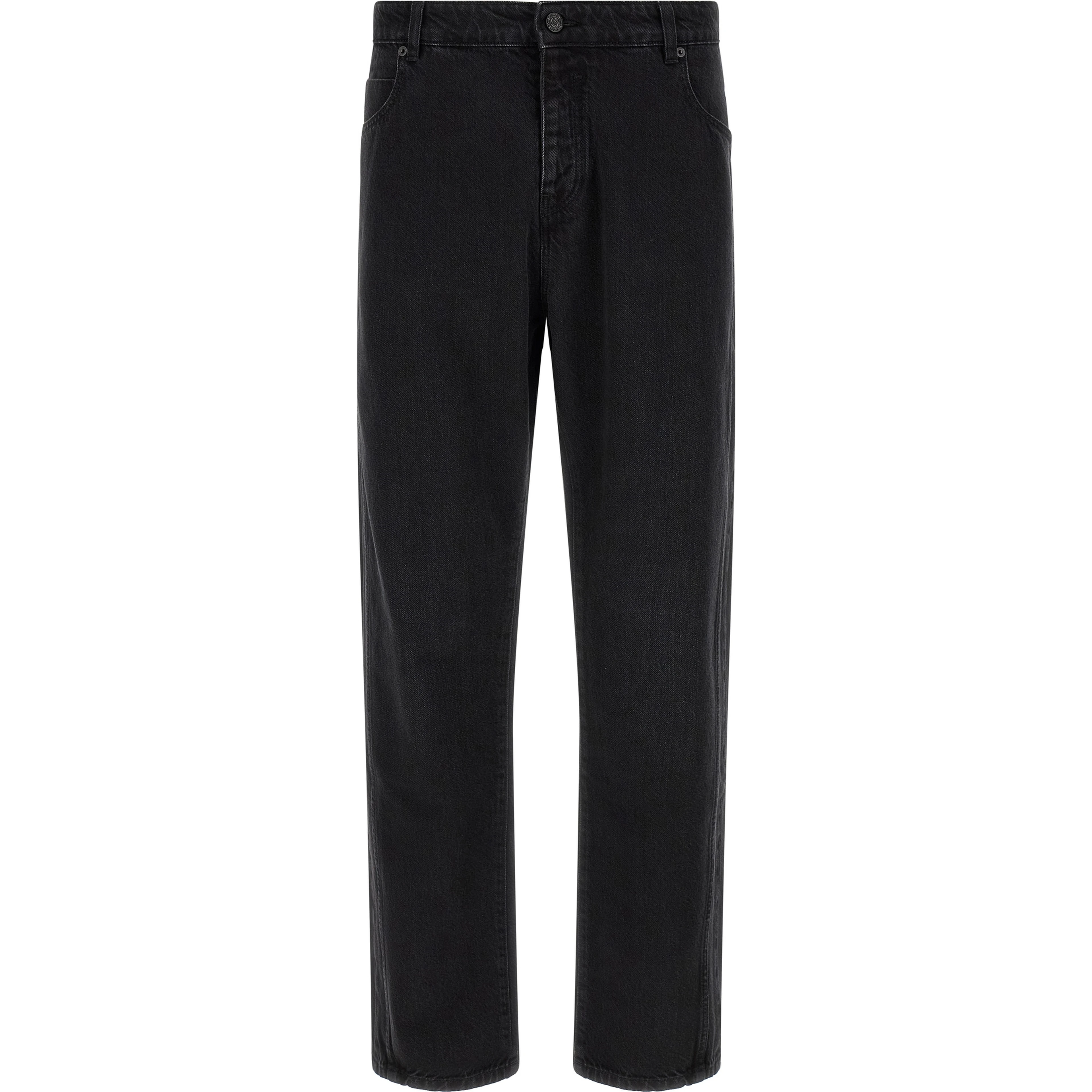 Black Cotton Straight-Leg Jeans
