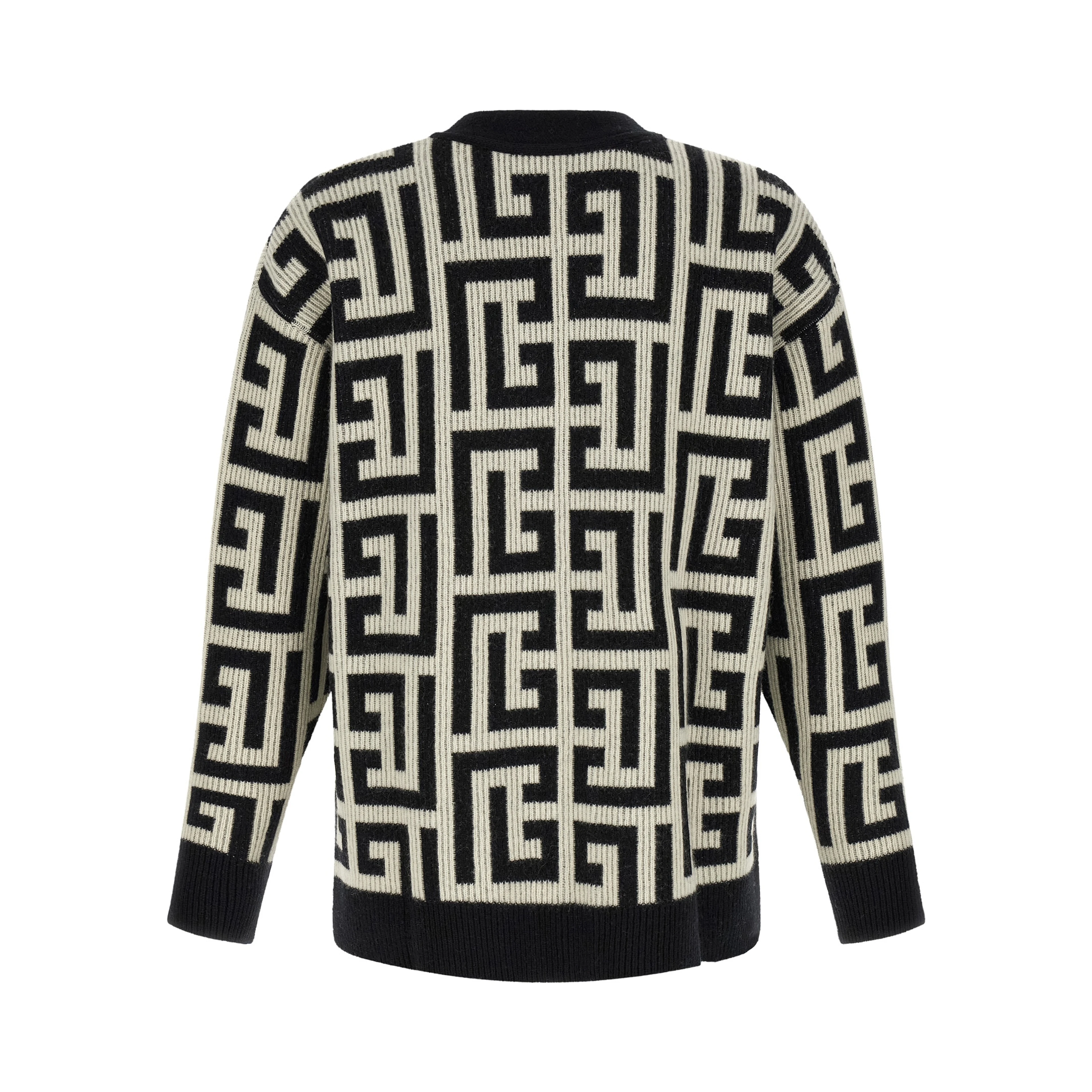 Bicolor Merino Wool Cardigan