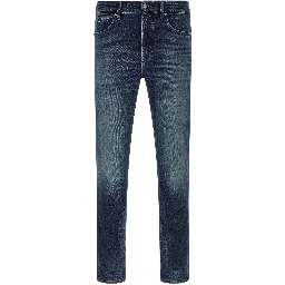 Blue Cotton Tapered Jeans