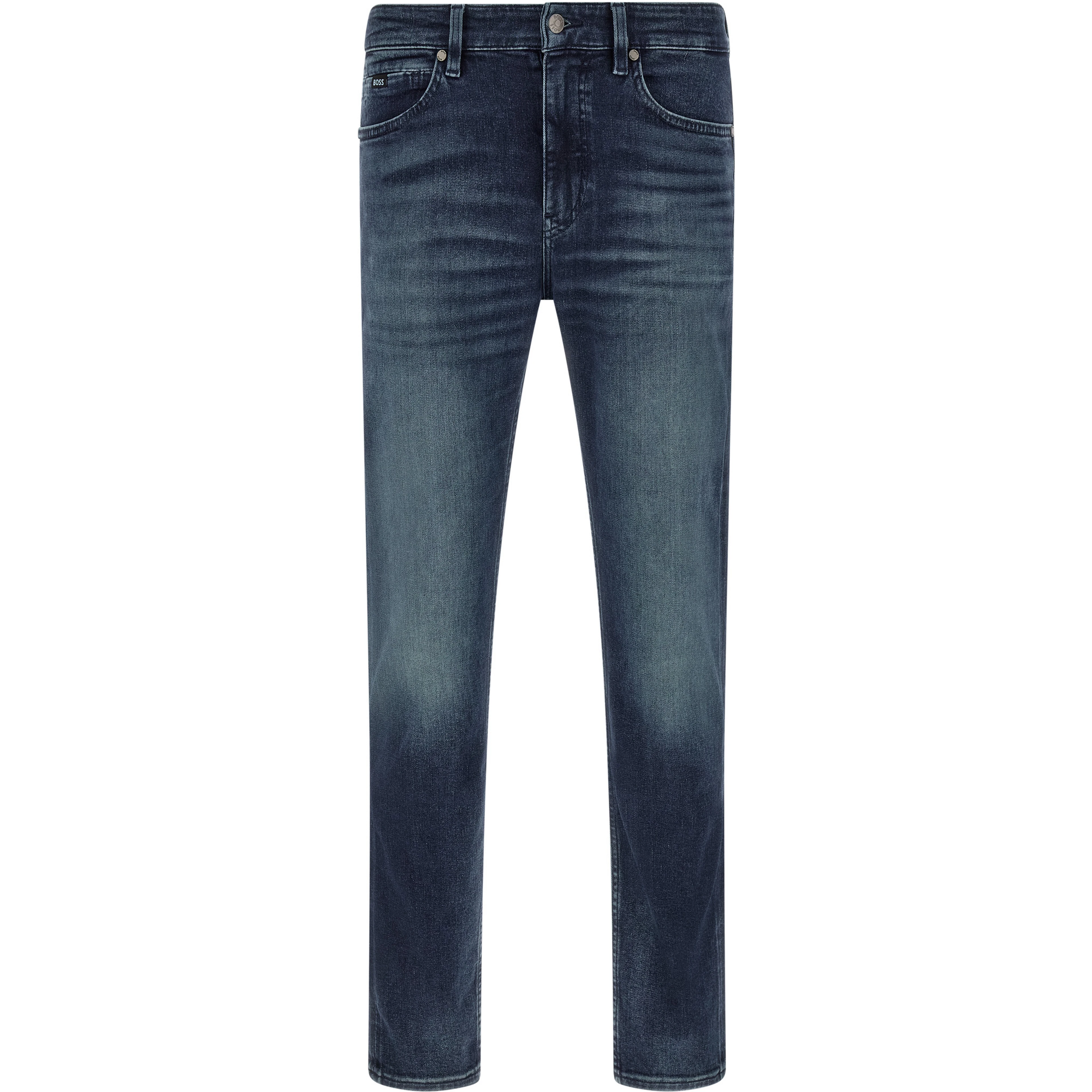 Blue Cotton Tapered Jeans