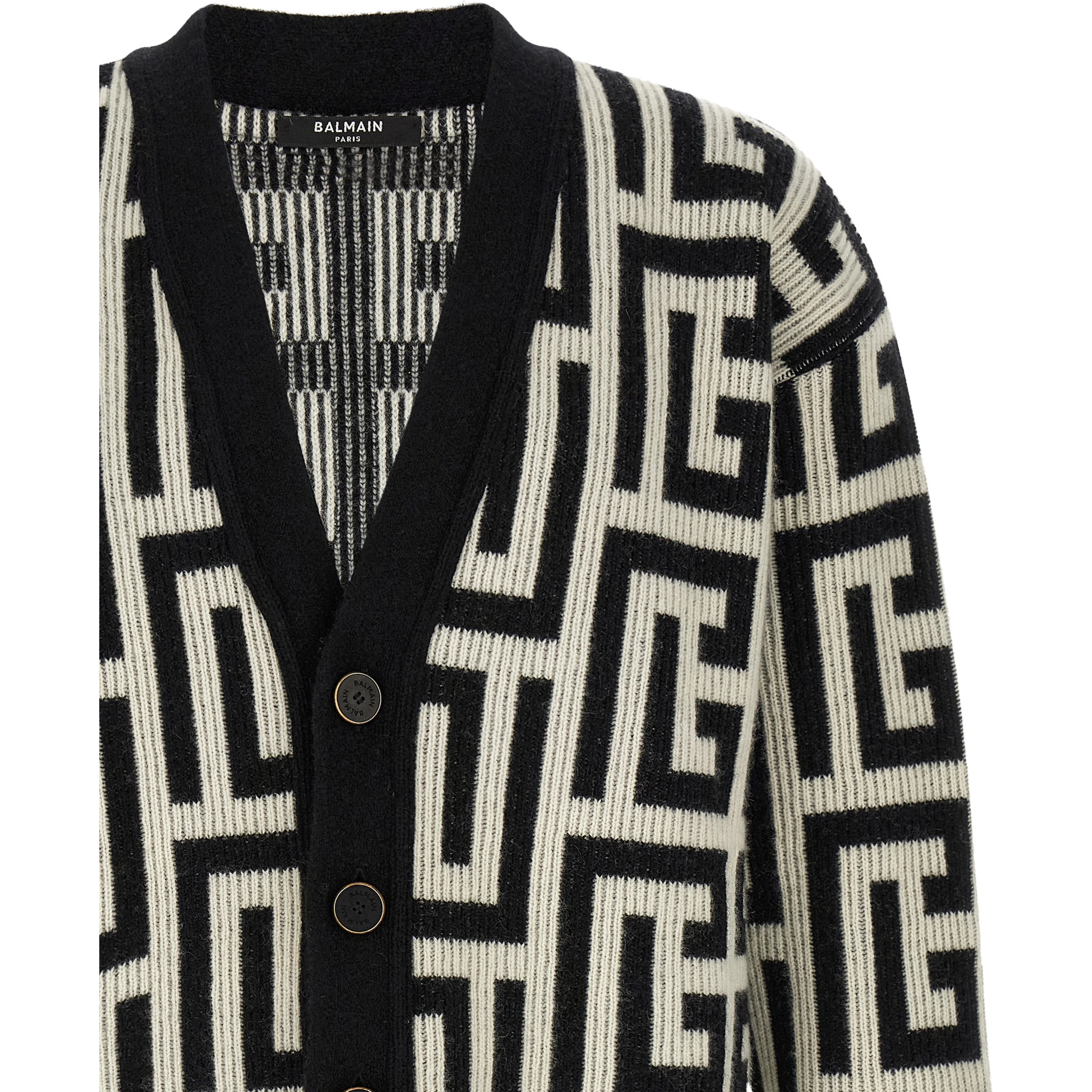 Bicolor Merino Wool Cardigan