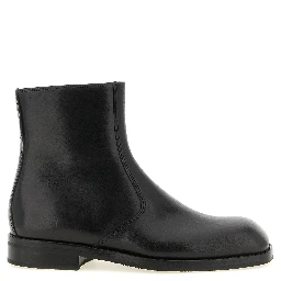 Black Lamb Leather Ankle Boots
