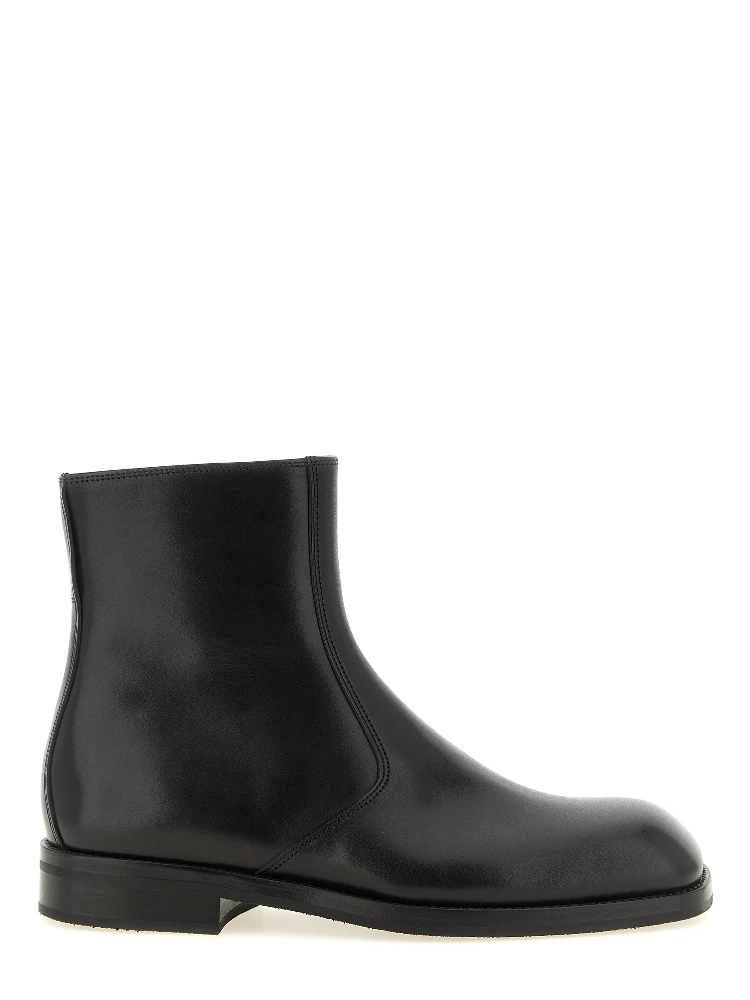 Black Lamb Leather Ankle Boots