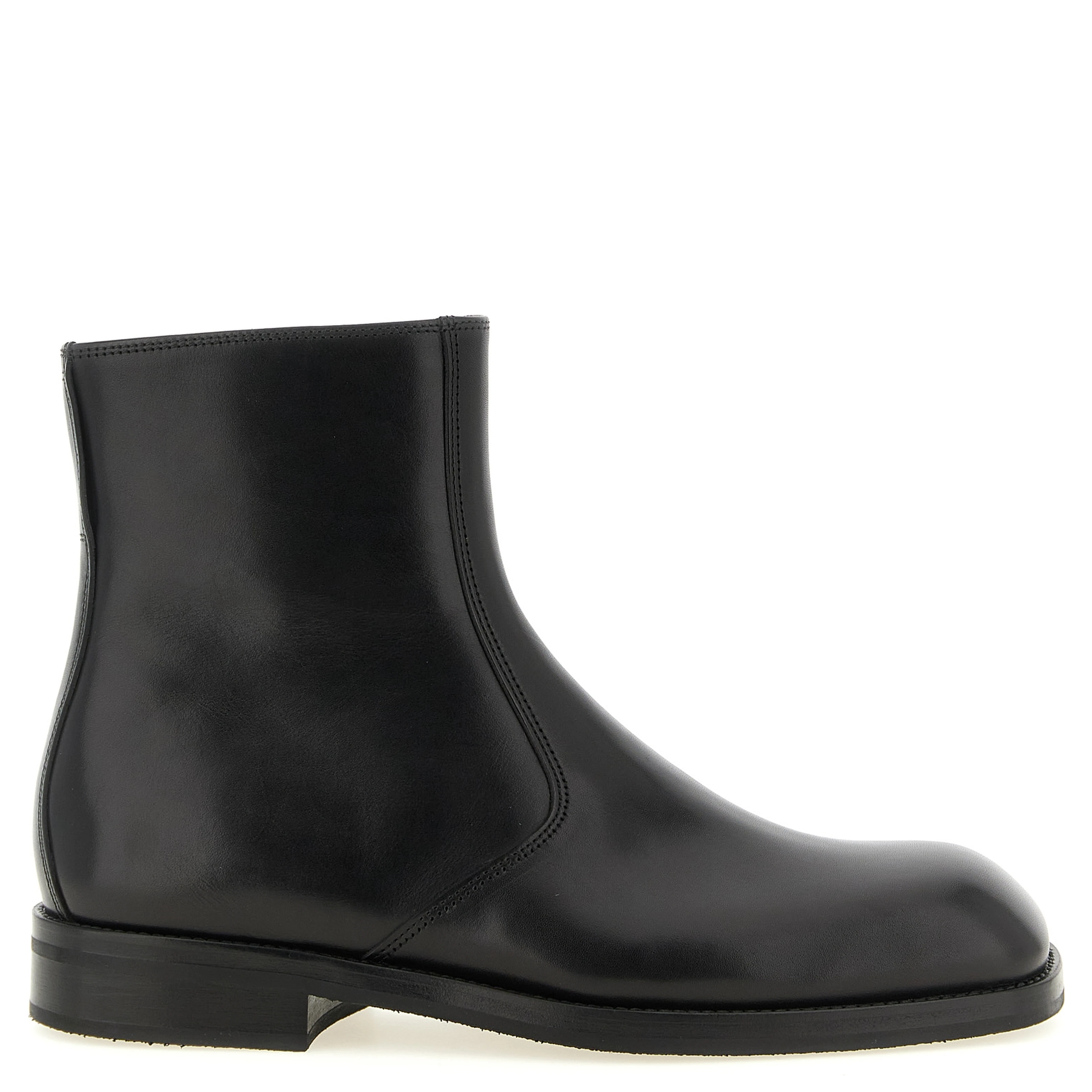 Black Lamb Leather Ankle Boots