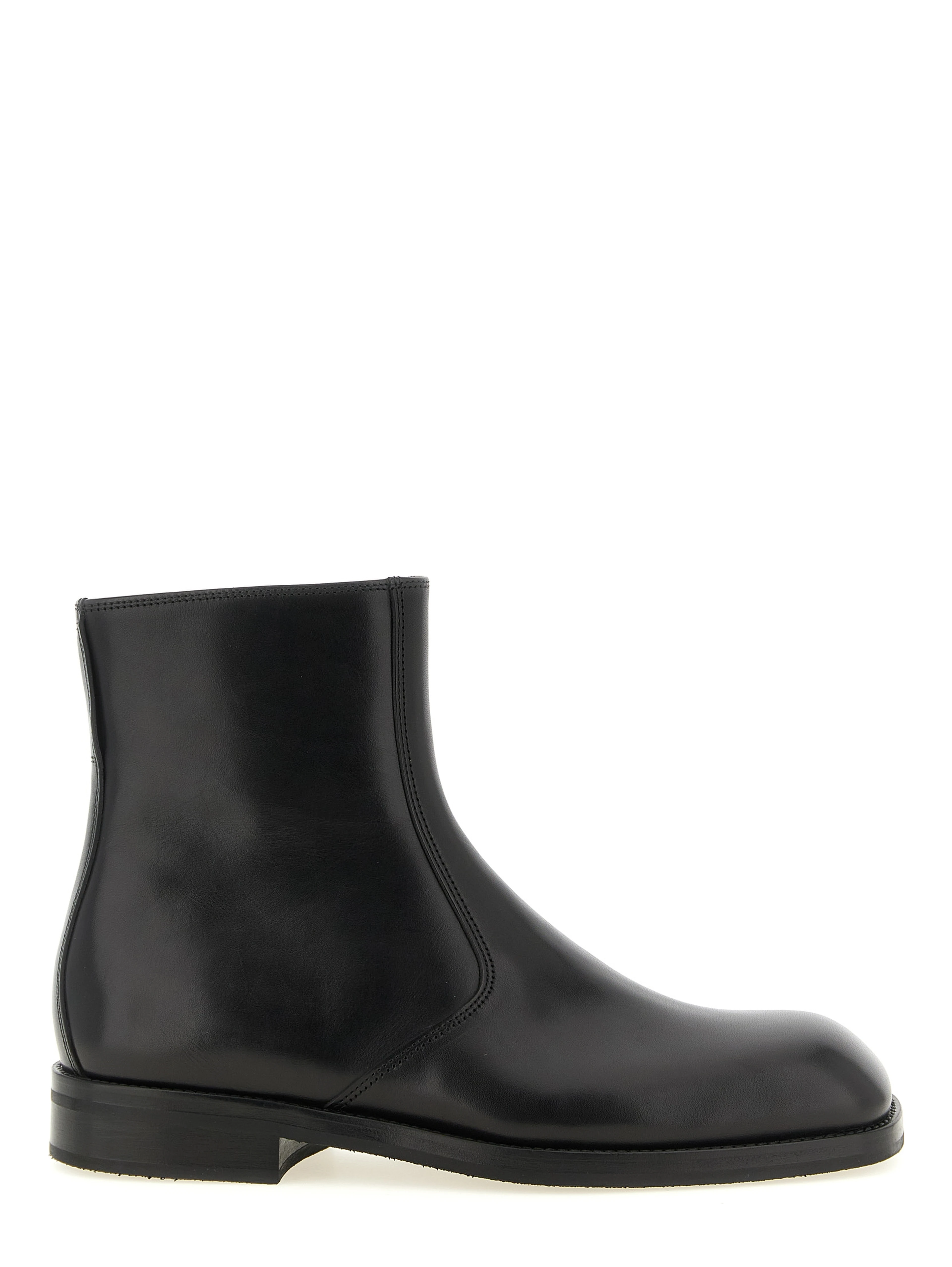 Black Lamb Leather Ankle Boots