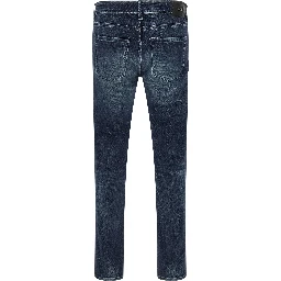 Blue Cotton Tapered Jeans