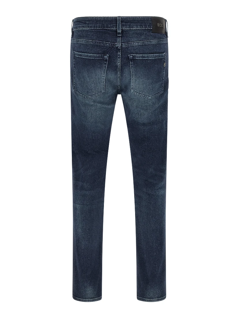 Blue Cotton Tapered Jeans
