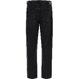 Black Cotton Straight-Leg Jeans