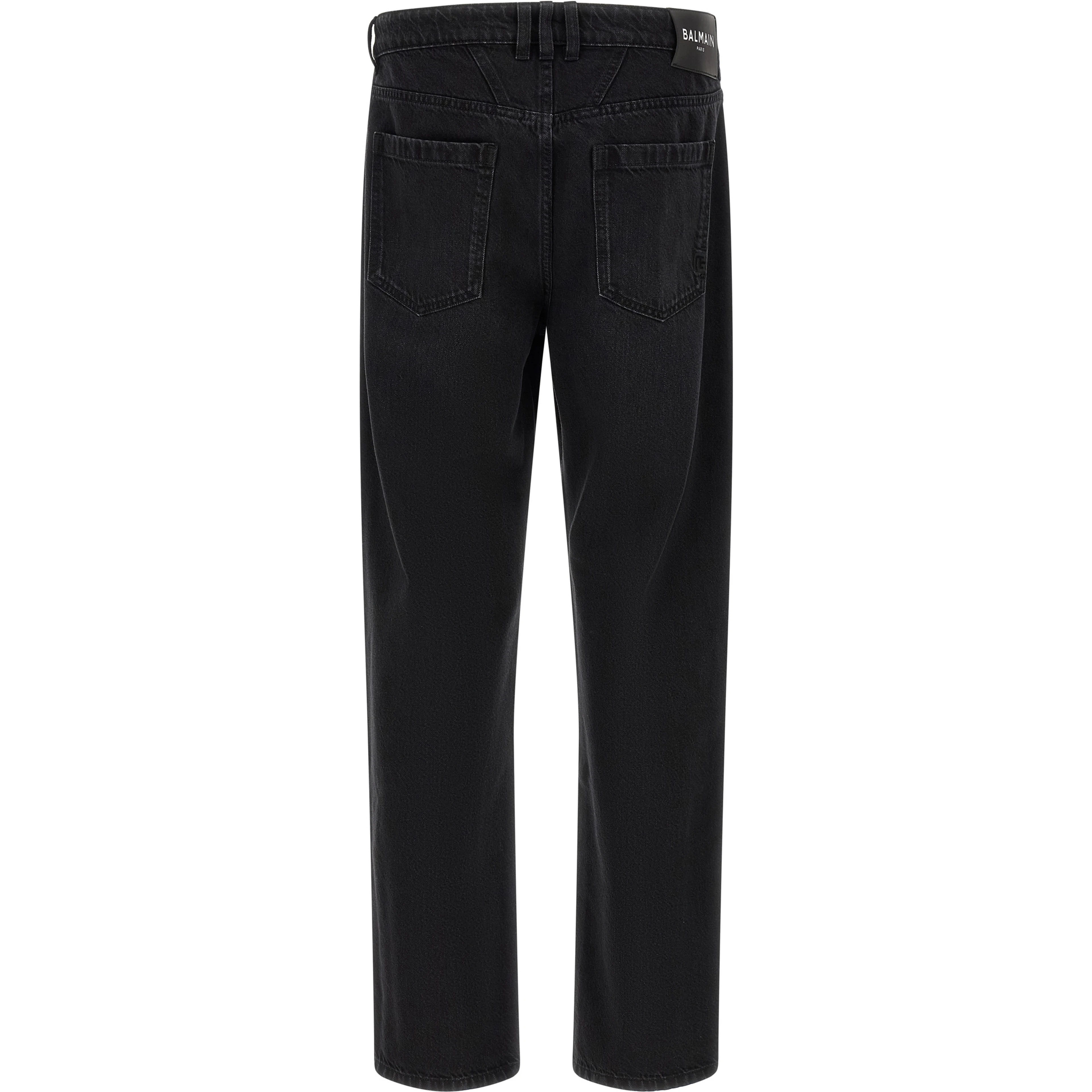 Black Cotton Straight-Leg Jeans