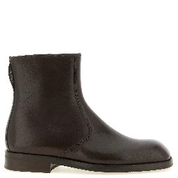 Brown Lamb Leather Ankle Boots