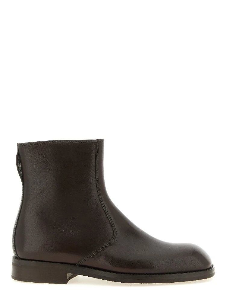 Brown Lamb Leather Ankle Boots