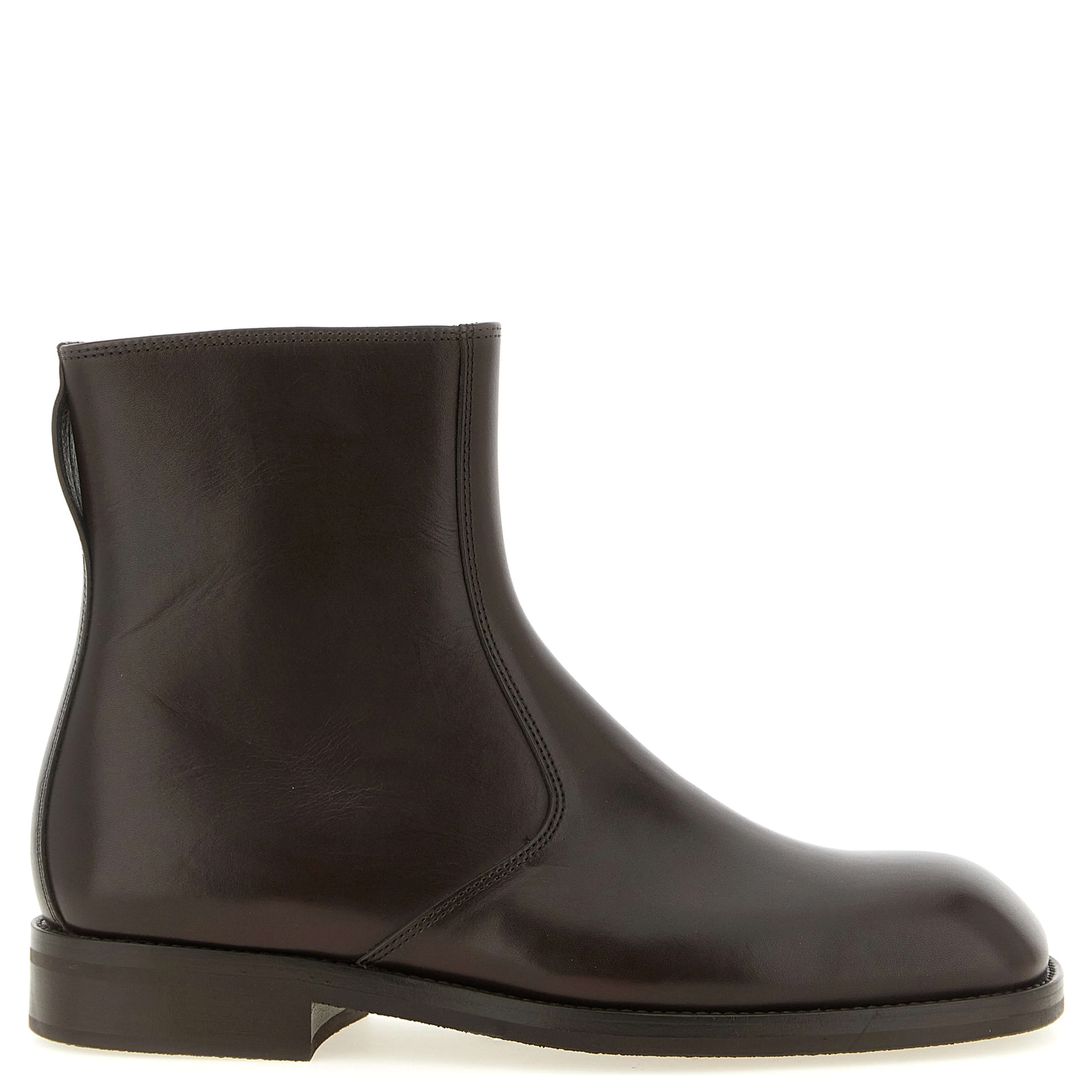 Brown Lamb Leather Ankle Boots