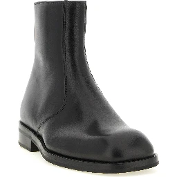 Black Lamb Leather Ankle Boots